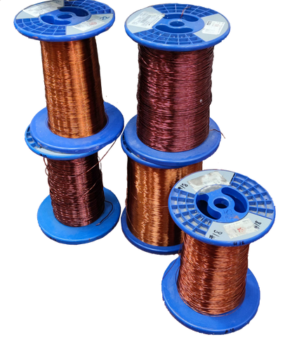 Philflex AWG 9 to AWG 32 magnet wire spools in various colors for electrical applications