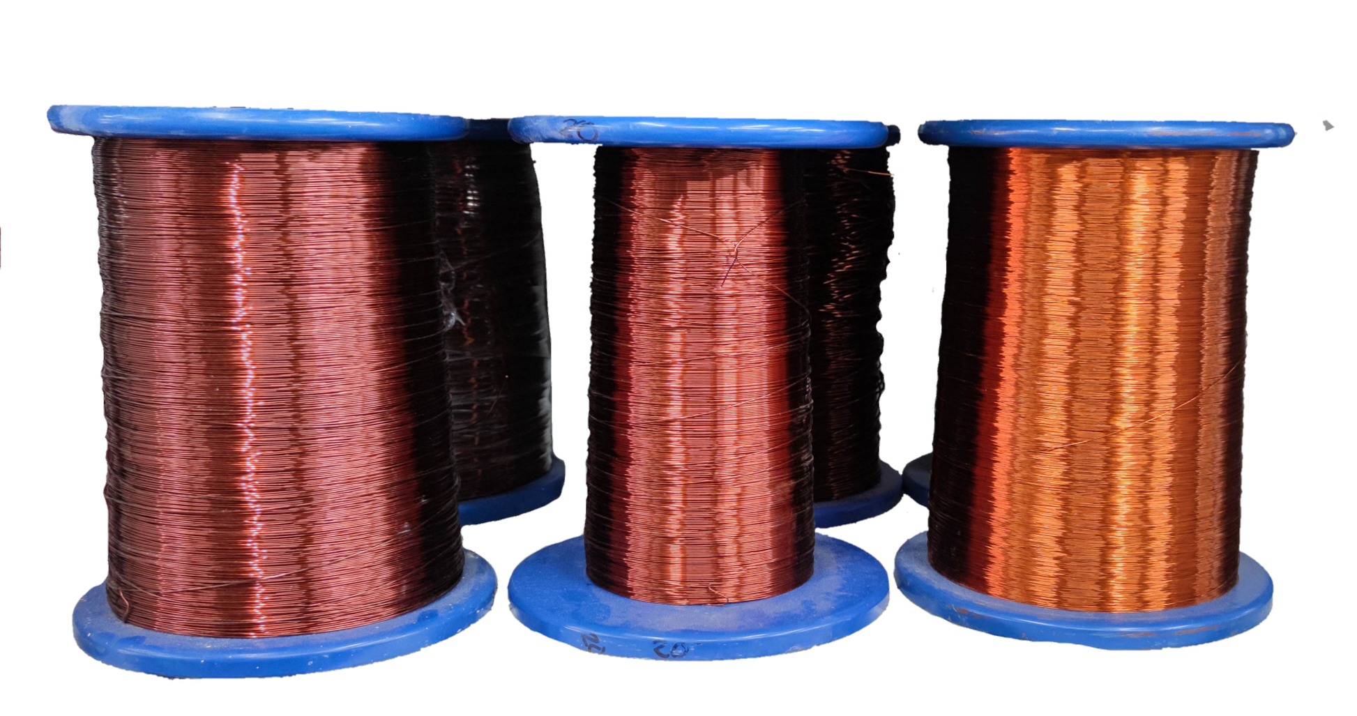 Philflex AWG 9 to AWG 32 magnet wire spools in various copper shades for electrical applications