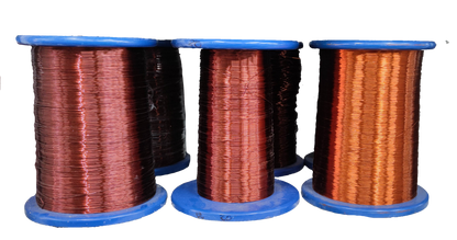Philflex AWG 9 to AWG 32 magnet wire spools in various copper shades for electrical applications