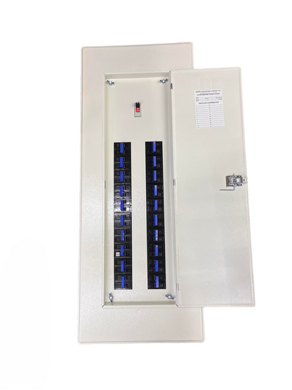 Koten Panel Board 225A Main 2P with 20 Branches B-On beige metal breaker panel with open door showing 20 breakers
