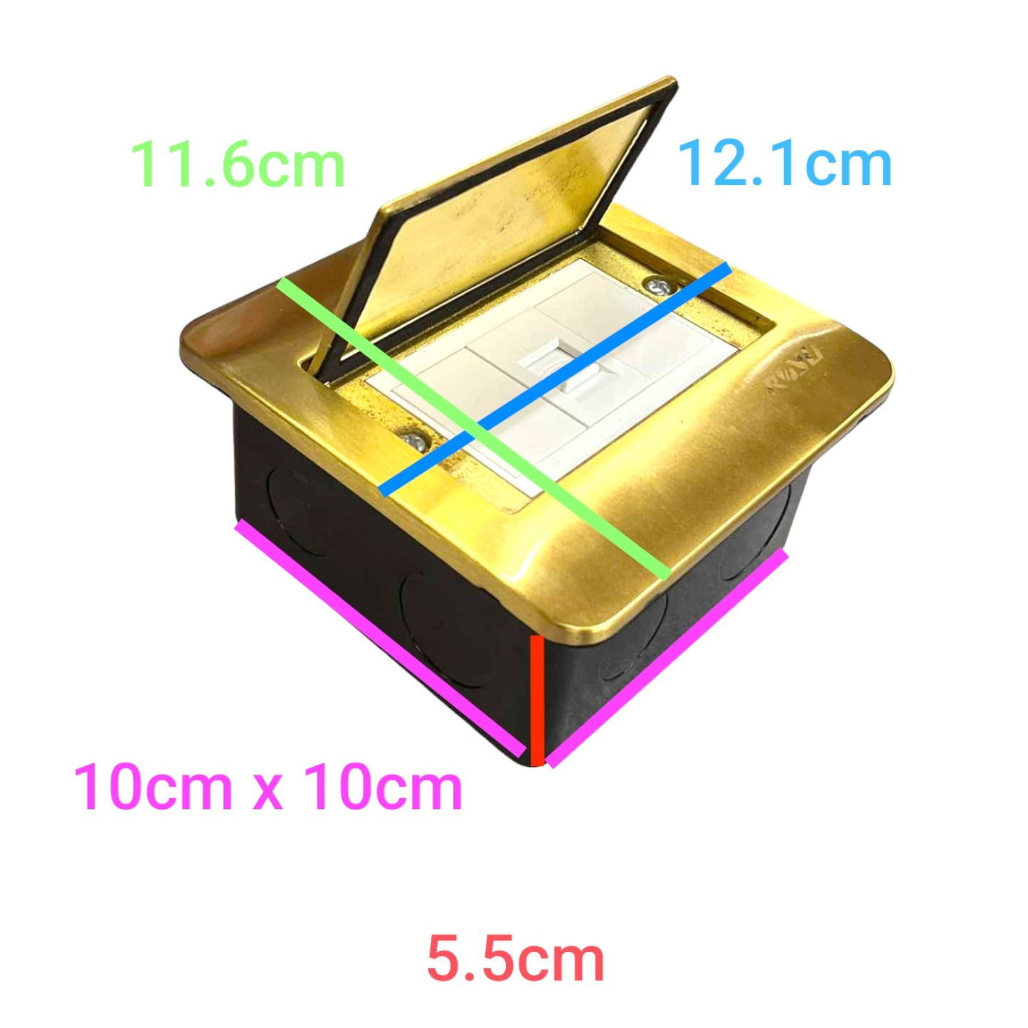 Royu Floor Outlet 1 Gang Telephone Outlet Available in Gold and Chrome