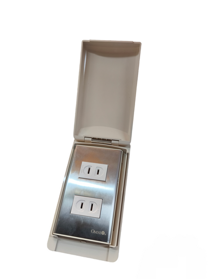 Omni Weatherproof 2 Gang Flat Pin Outlet 15A 250V WPP-602+WWP-112S+(WWR-200x2)
