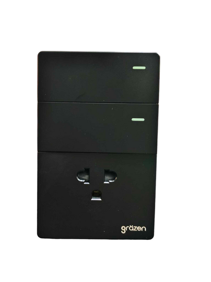 Grazen 2 Gang  1 Way Switch with 1 Gang Universal Outlet with Ground 16A 220V GW-009