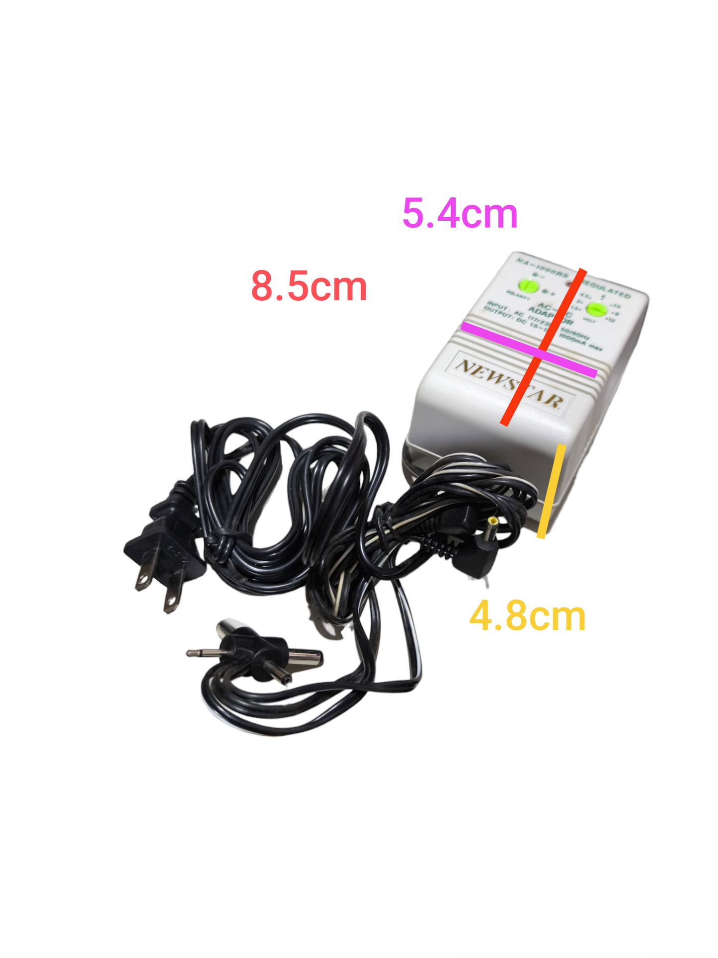 Newstar Universal Multiple Adaptor Regulated Power Supply 1000Ma Output Voltage 1.5, 3, 4.5, 6, 7.5, 9, 12V DC 220V / 110V input