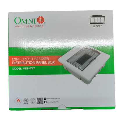 Omni 8 Ways Distribution Panel Box MDP-08PP Recessed Type Distribution Panel for Miniature Circuit Breaker