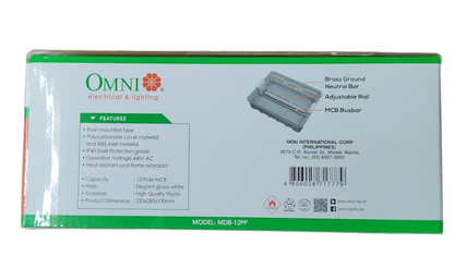 Omni 12 Ways Distribution Panel Box MDP-12PP Recessed Type Distribution Panel for Miniature Circuit Breaker