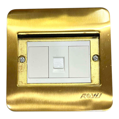 Royu Floor Outlet 1 Gang Telephone Outlet Available in Gold and Chrome