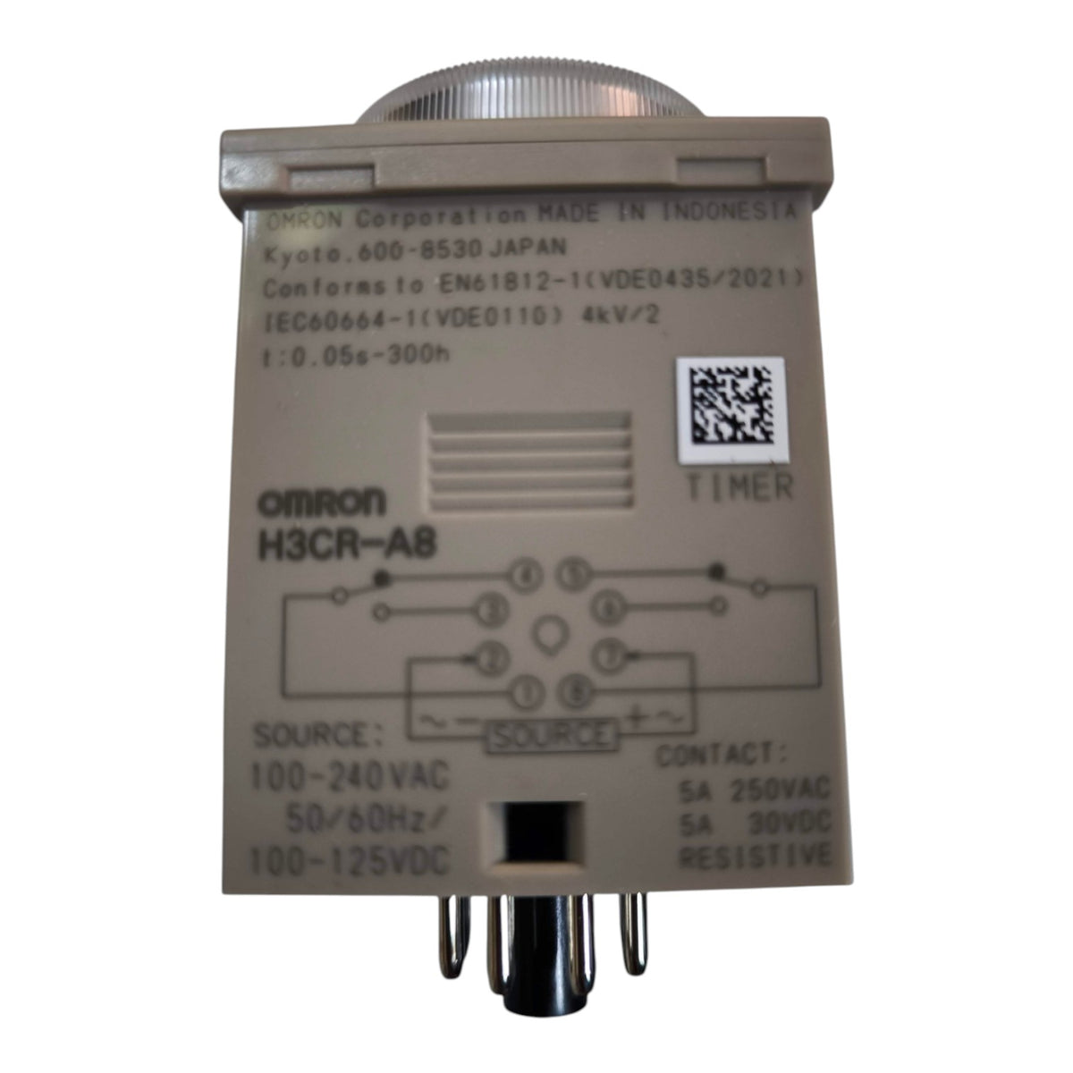Omron Multi Range Relay Timer 1.2 Seconds to 300 Hours 8 Pins 5A 220V H3CR-A8