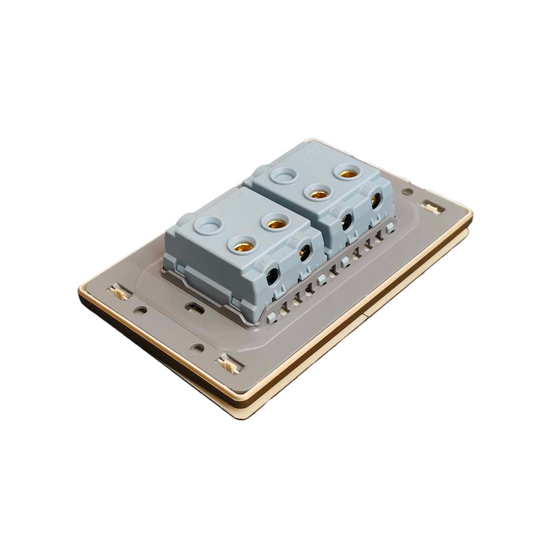 Grazen 2 Gang 1 Way Switch with Plate Cover 15A 220V Available in Grey, Black, White and Gold GW-003