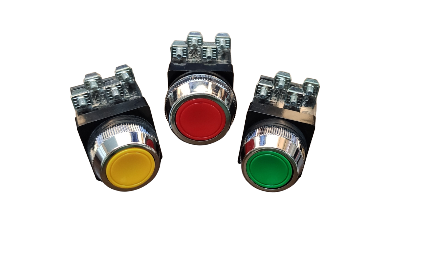 Push Button Switch Green 25mm  6A 2NO/2NC