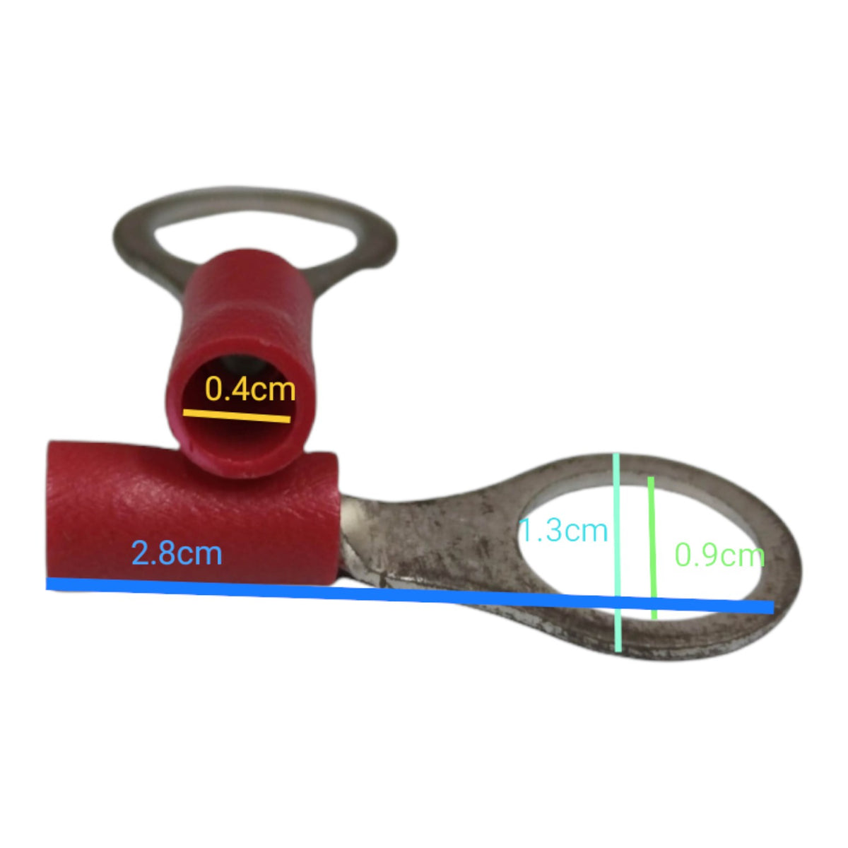 Local Terminal Lugs Ring Type Red Insulation 2.0mm (10Pcs + 10Pcs Free) , Ring Terminal Lugs,  Round Terminal Lugs
