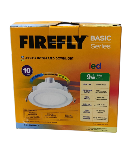 Firefly Tri Color LED Downlight 9W 220V Warm White Daylight Cool White