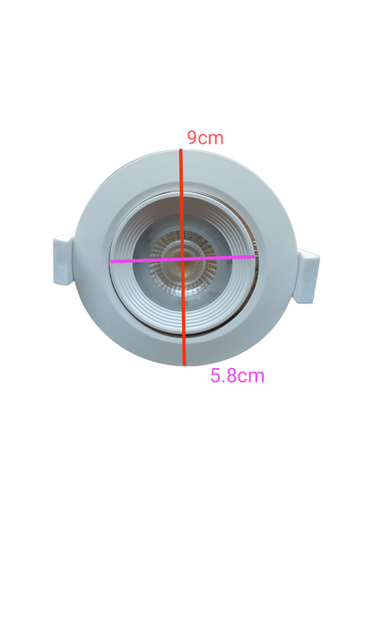 Ecolum 7W Daylight Tiltable Recessed Downlight 3.5 inch 220V 6500K 3.5" LED Downlight Swivel 220V 6500K Flush