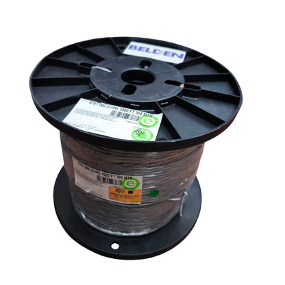Belden 22AWG shielded cable spool with black plastic reel for electrical wiring applications