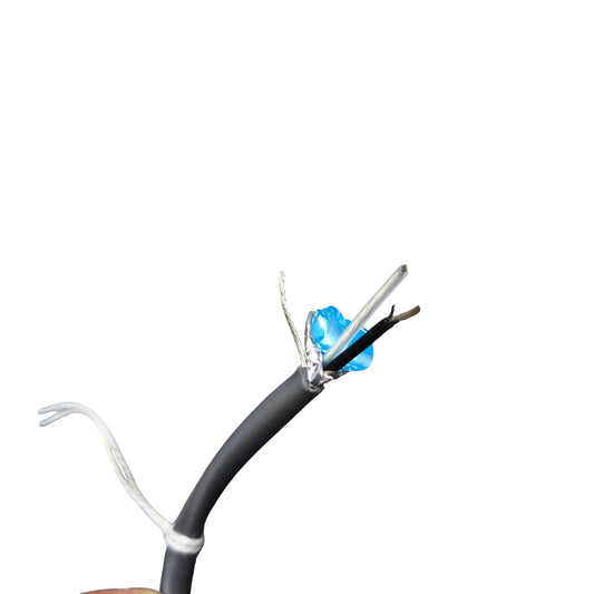 Belden 22AWG shielded cable with exposed wires and braided shielding for data and signal protection