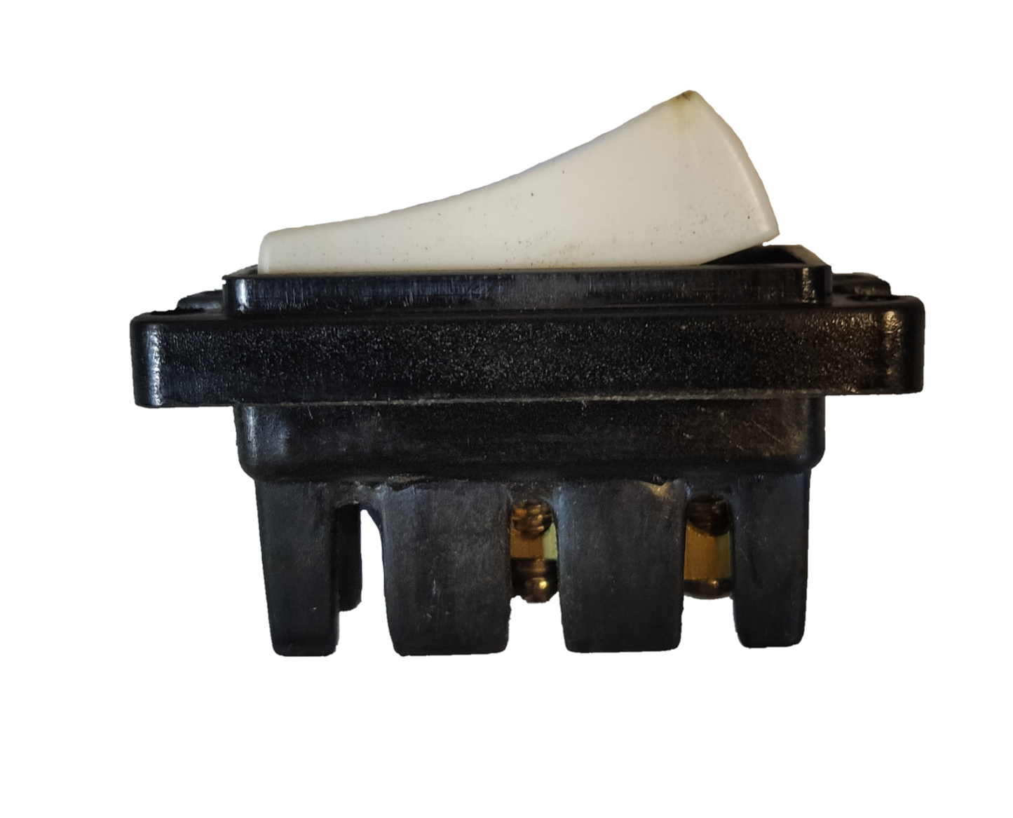Surer Bell Push Button Switch Modern Series 455 with black base and white toggle for door chimes