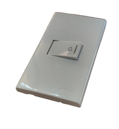 Royu Bell Switch with Plate 10A 220V white door chime switch with bell icon on black background