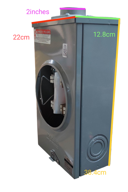 Cirtech Rectangular Meter Base 13 Jaws 2 Inches Hub KWH Meter Base MAX 200A