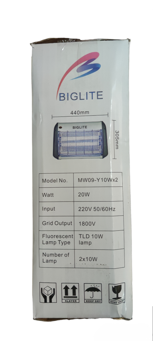 Biglite 20W insect killer lamp with dual 10W fluorescent tubes and electric grid output