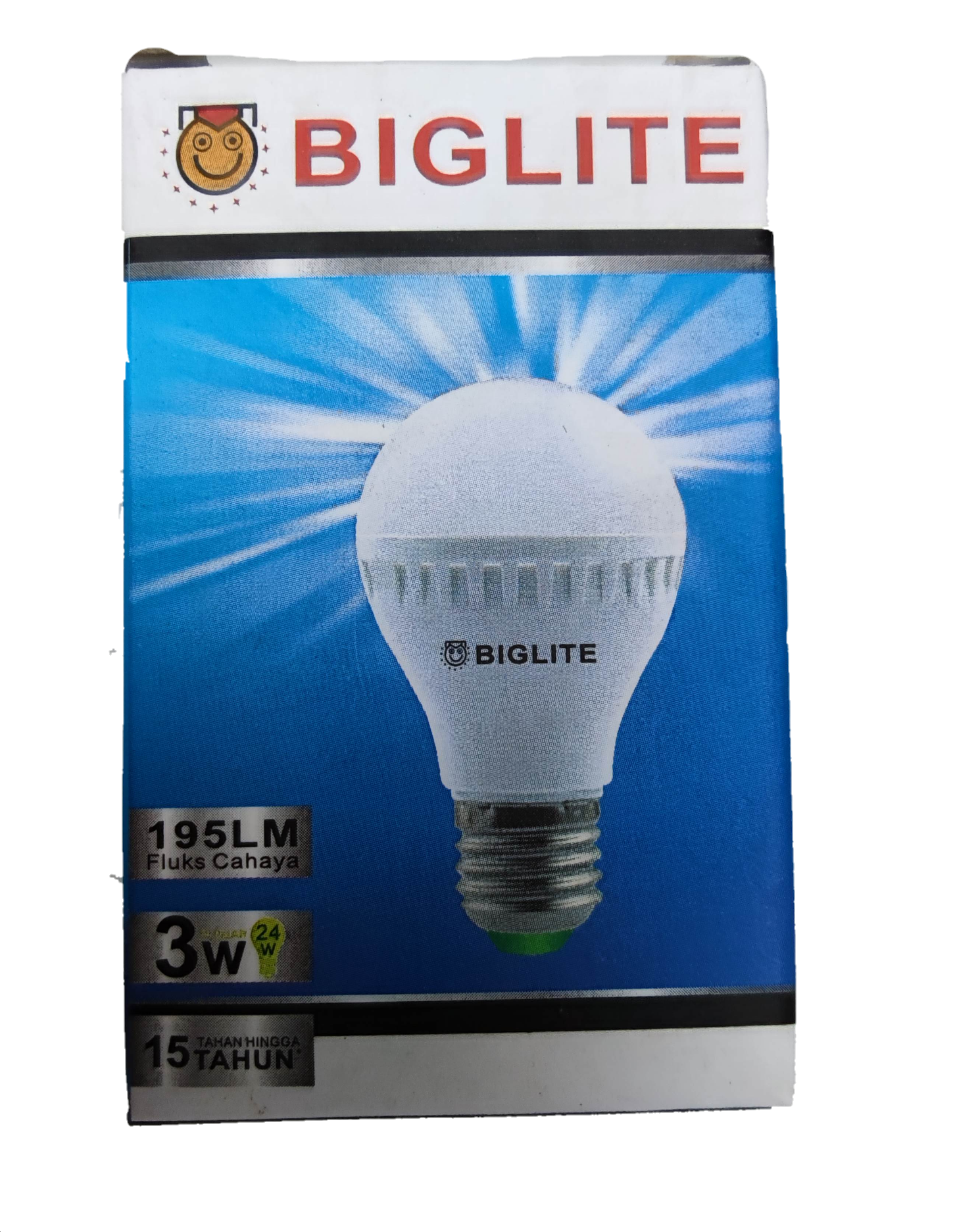Biglite 3W LED bulb E27 warm white with 195 lumens and 15 year lifespan
