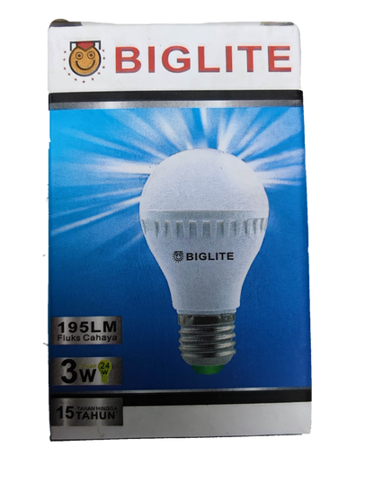 Biglite 3W LED bulb E27 warm white with 195 lumens and 15 year lifespan