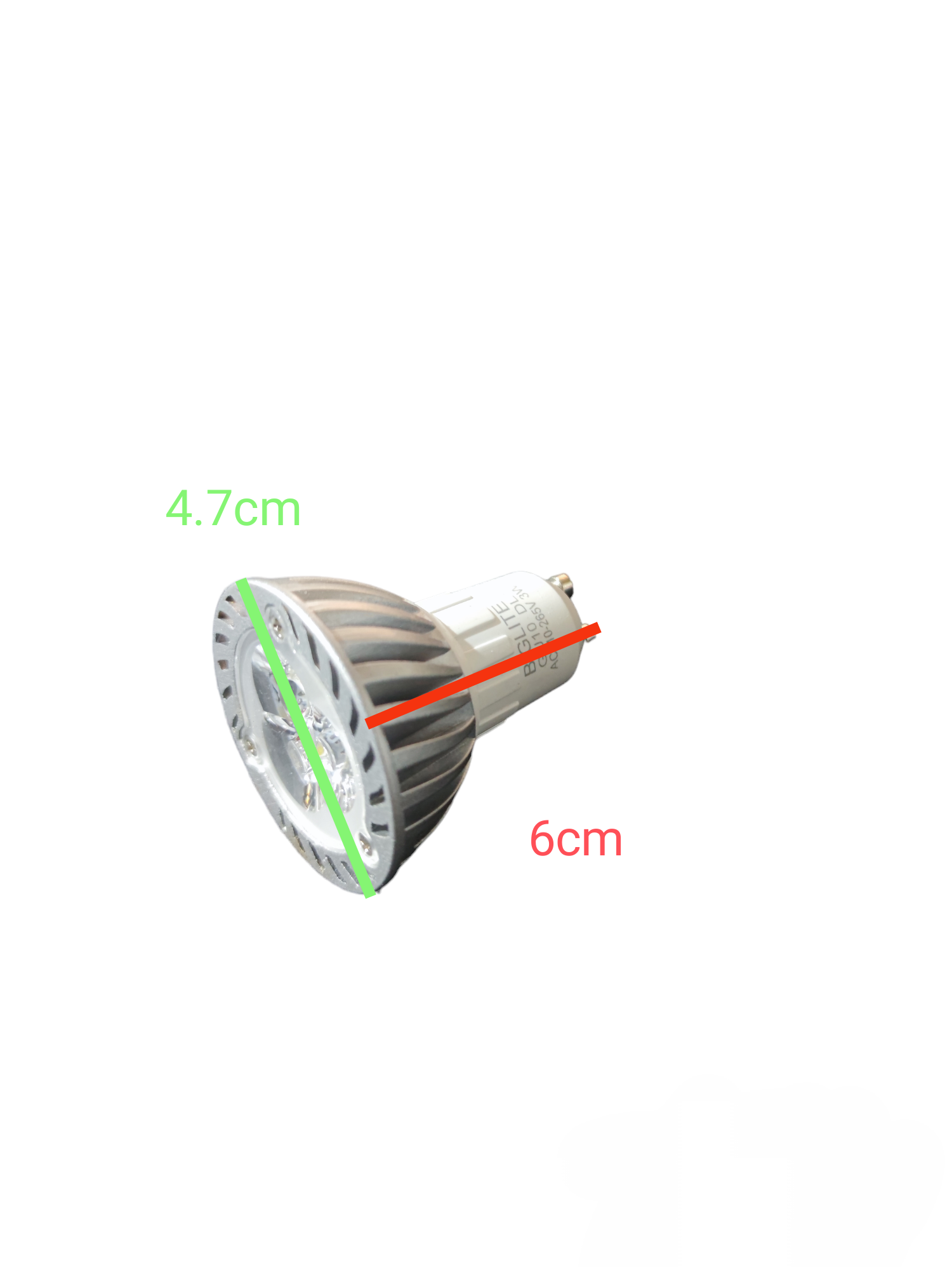 Biglite 3W LED MR16 GU10 bulb with 4.7cm diameter and 6cm length for energy-efficient lighting