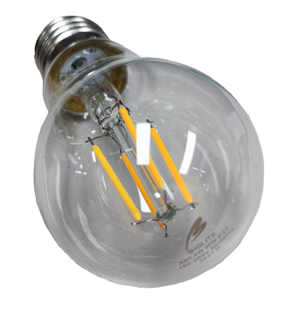 Biglite 4W LED filament bulb with clear glass and visible yellow filaments for energy-efficient lighting