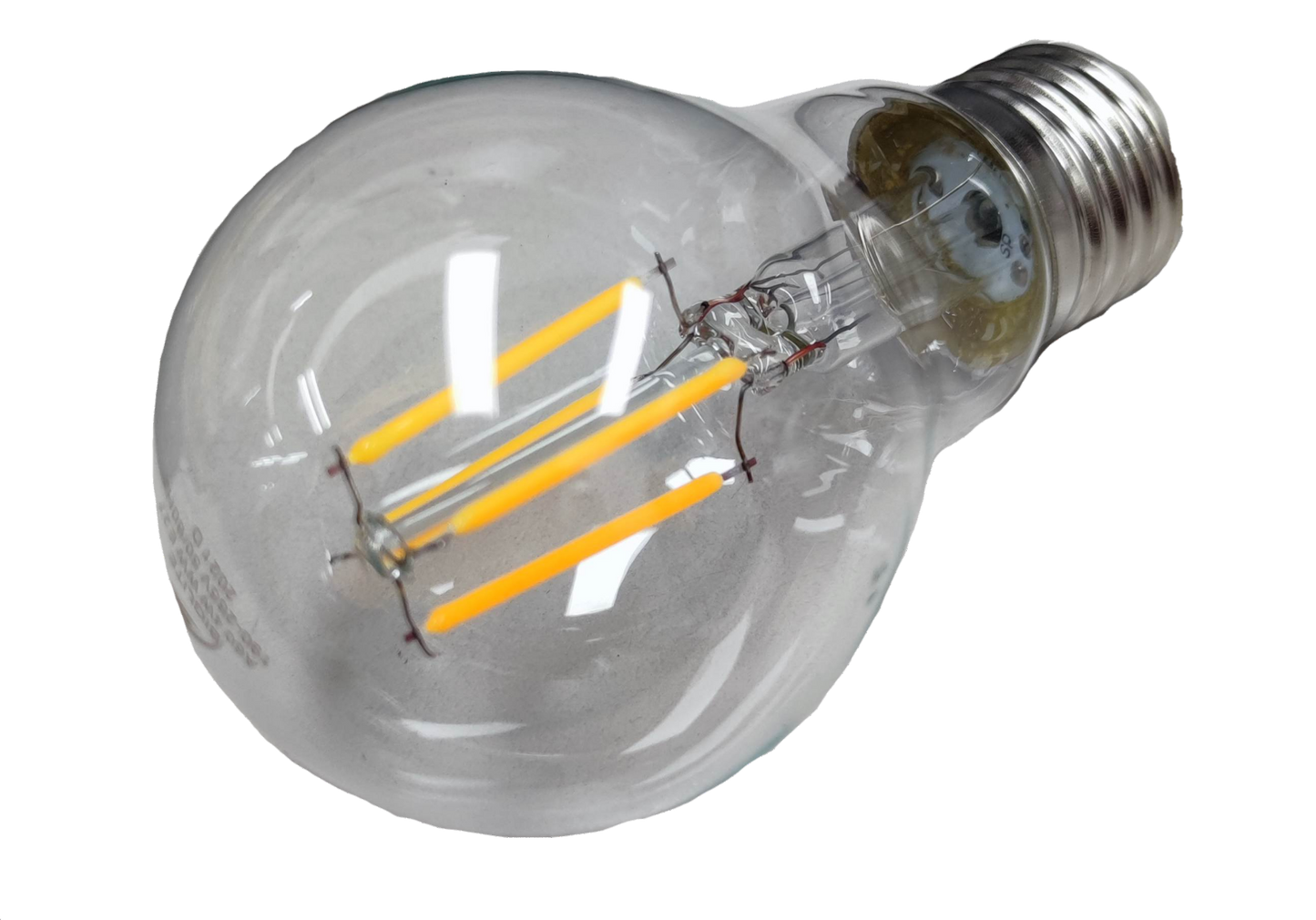 Biglite 4W LED filament bulb with clear glass and visible yellow LED filaments for energy-efficient lighting