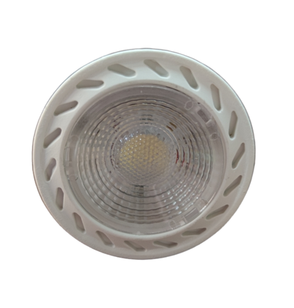 Biglite 7W MR-16 LED Bulb Daylight 6500K top down view showing white vented trim and clear lens