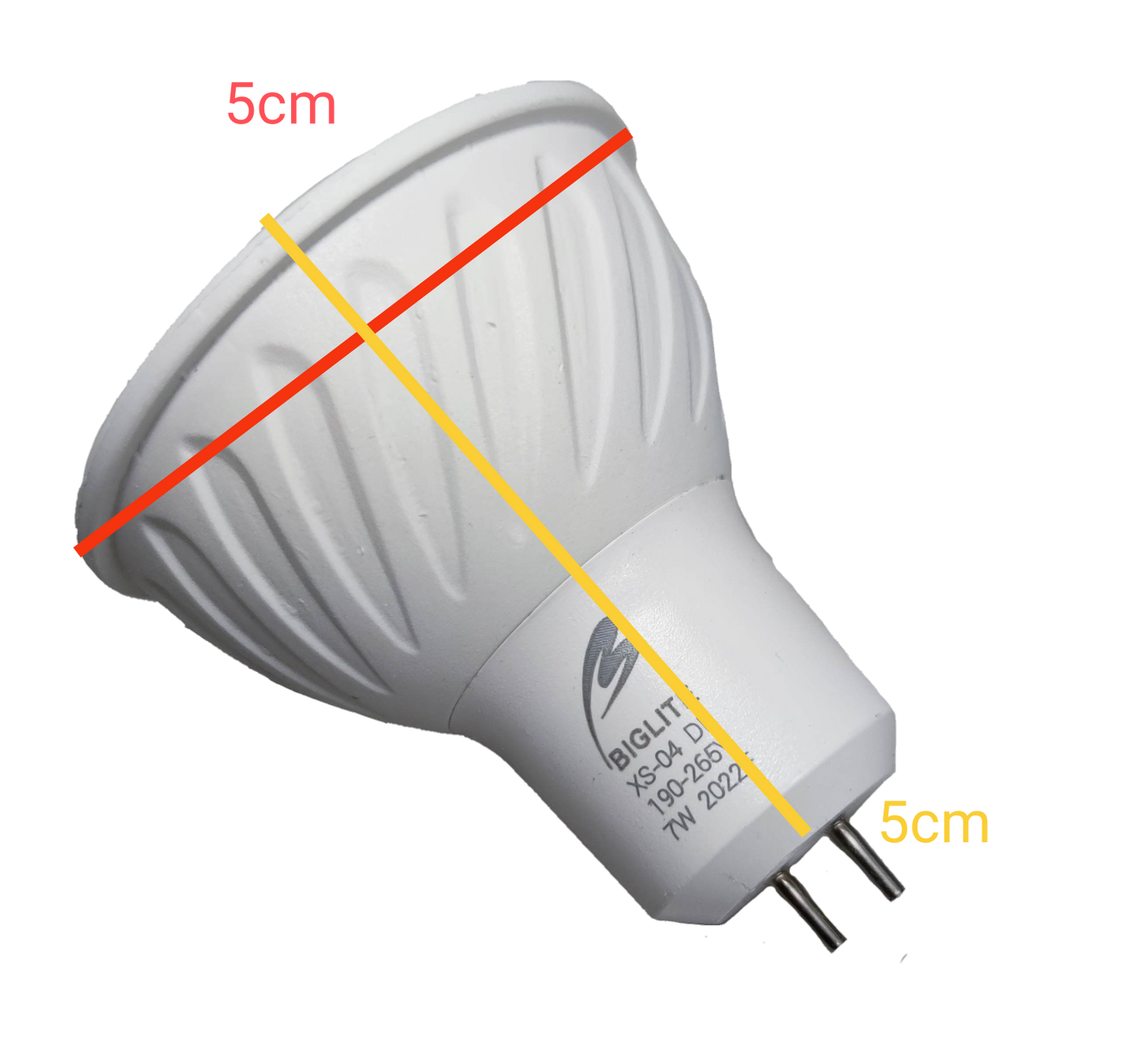 Biglite 7W MR-16 LED Bulb Warm White 3000K white housing GU5.3 two pin base 5cm diameter