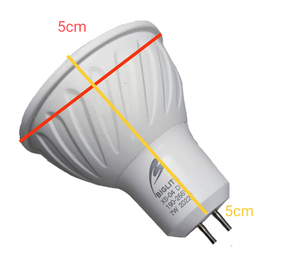 Biglite 7W MR-16 LED Bulb Warm White 3000K white housing GU5.3 two pin base 5cm diameter