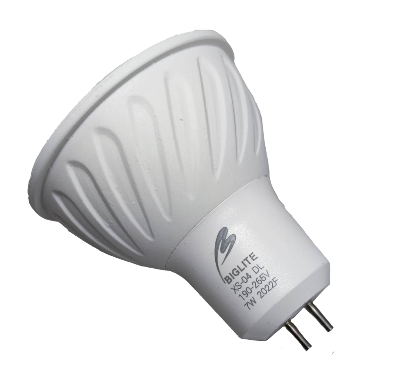 Biglite 7W MR-16 LED Bulb Warm White 3000K single white MR16 GU5.3 two-pin spotlight with finned heat sink