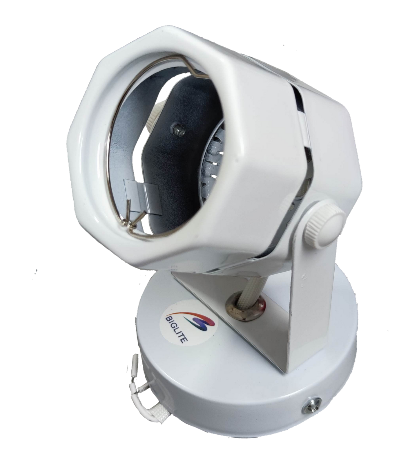Biglite white adjustable MR-16 Lamp Holder Spot Light Holder on swivel round base for directional lighting