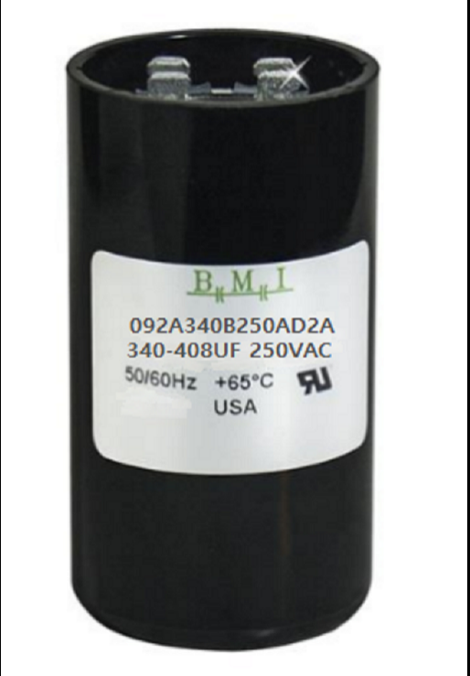 BMI 340-408MFD 250V AC capacitor for electrical applications, rated for 50/60Hz use