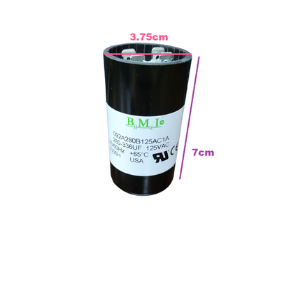 BMI 280-336uF Starting Capacitor for Electrical Circuitry and Parts with specifications shown