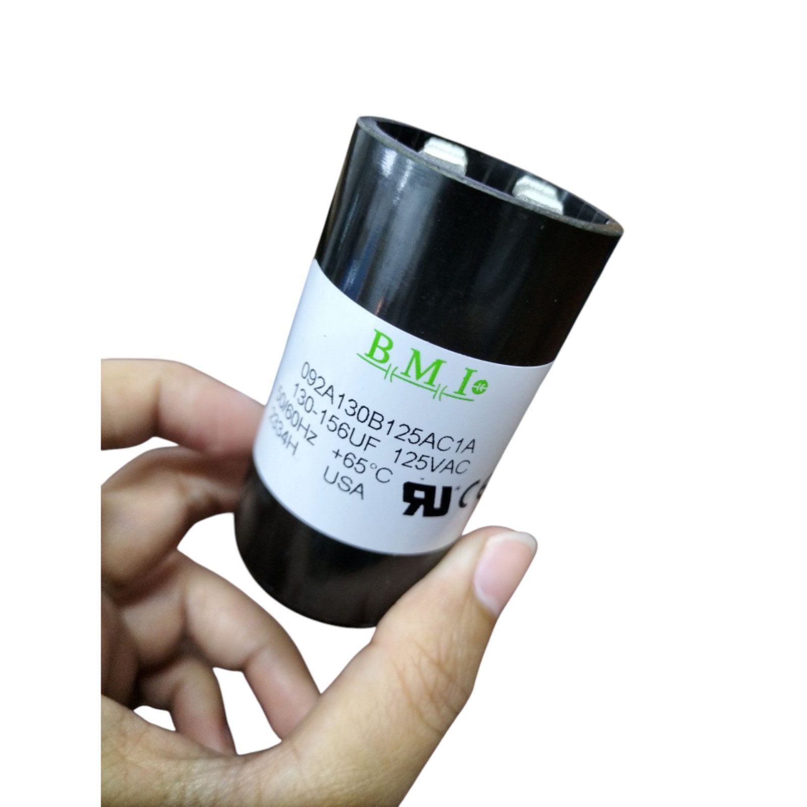 BMI Capacitor 130-156MFD for Motor in Black with Electrical Rating and UL Certification
