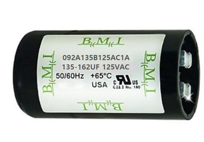 BMI motor starting capacitor 135-162 uf 125VAC cylindrical electrical component for motor circuits