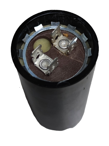 BMI motor starting capacitor 135-162 uf with metal terminals and black cylindrical body