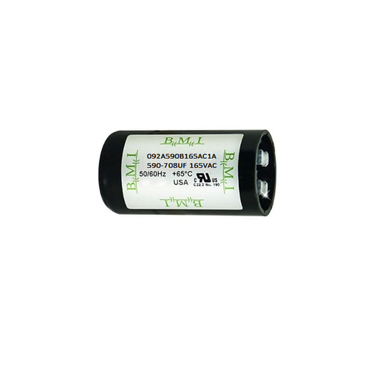 BMI Motor Starting Capacitor 590-708UF for electrical circuits, rated 165VAC, designed for reliable performance