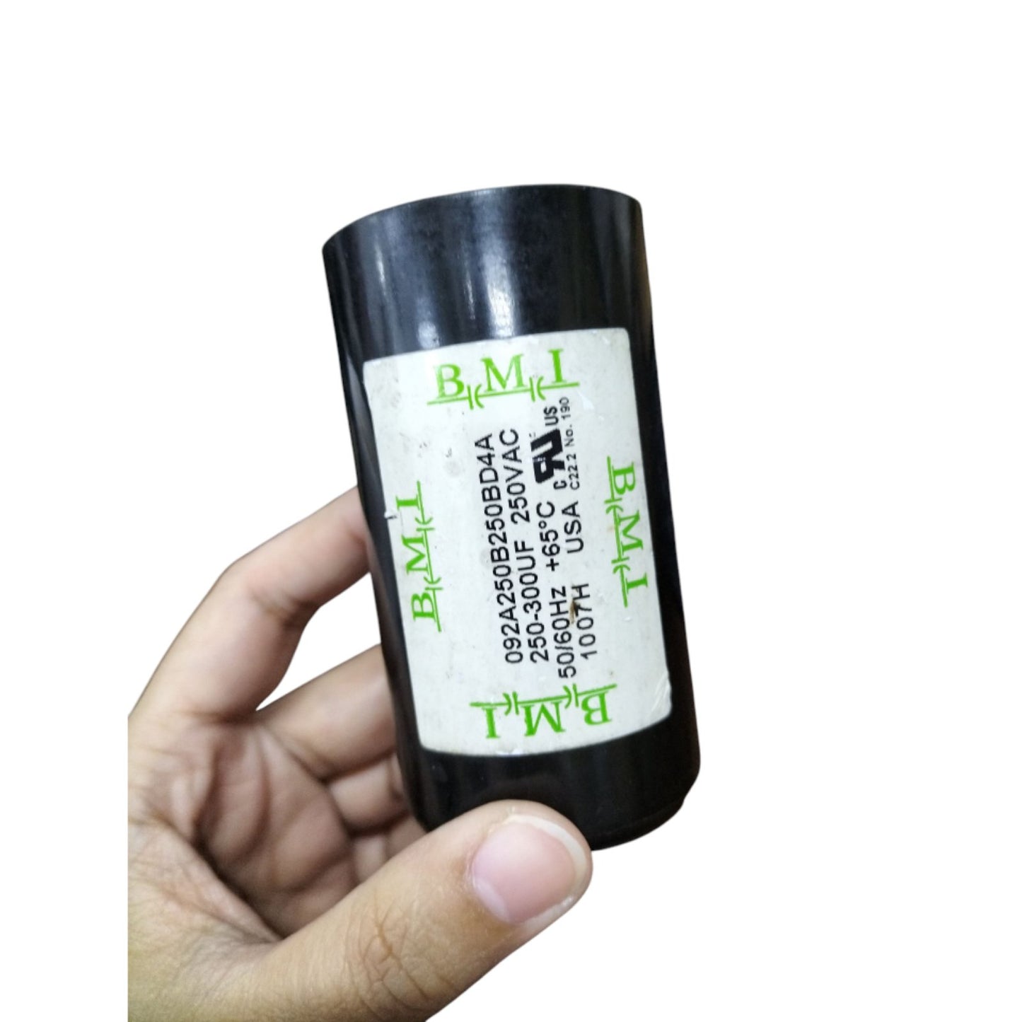 BMI 250-300uF Starting Capacitor for Electrical Circuitry and Parts with UV Stabilized Black Housing