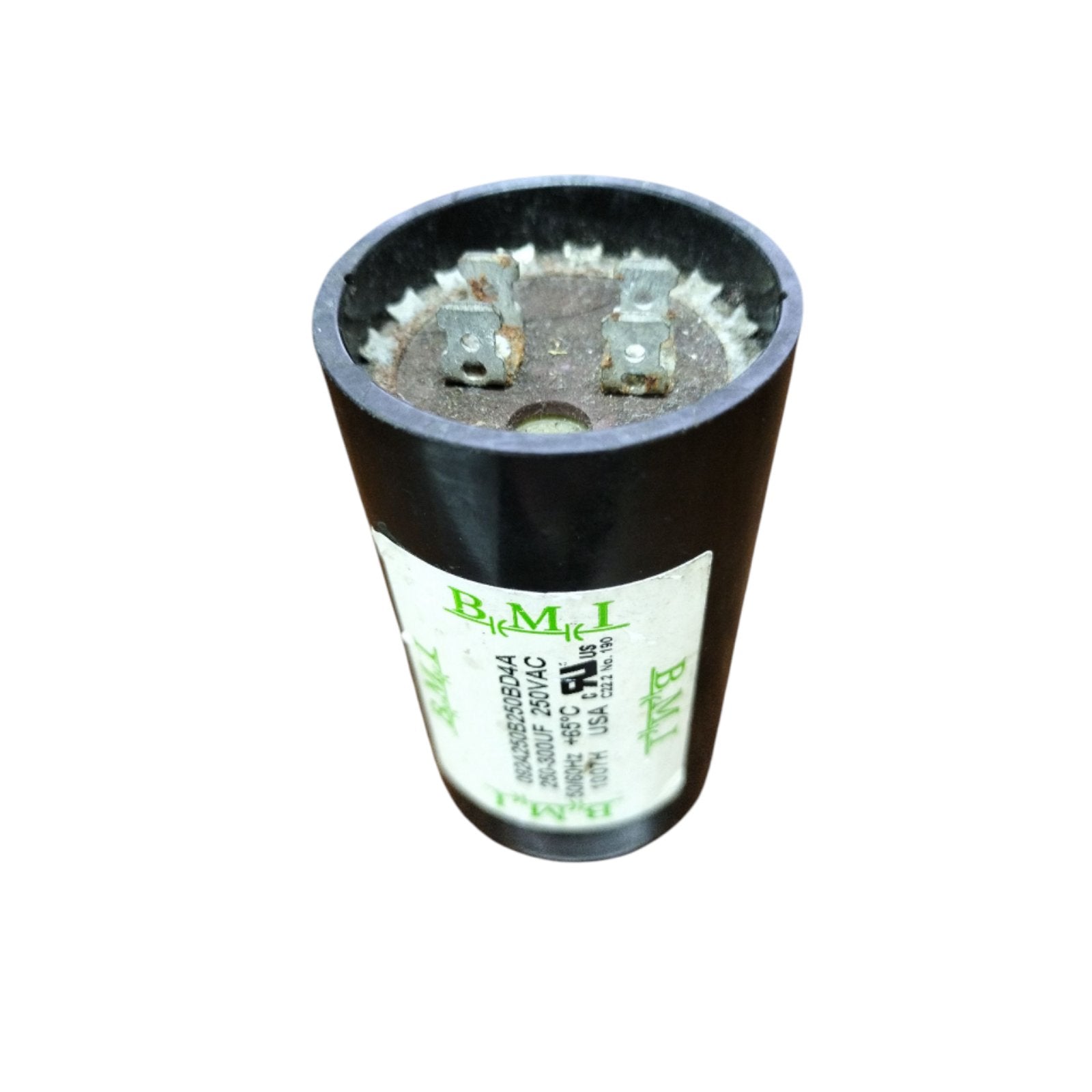 BMI 250-300uF Starting Capacitor for Electrical Circuitry and Parts with Dual Connection Terminals