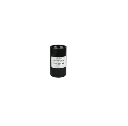 BMI 53-65 microfarad capacitor for motors in black cylindrical casing with metal terminals