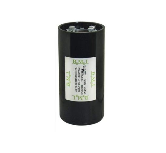 BMI motor starting capacitor 145-175UF 330V with durable black casing for reliable electrical performance