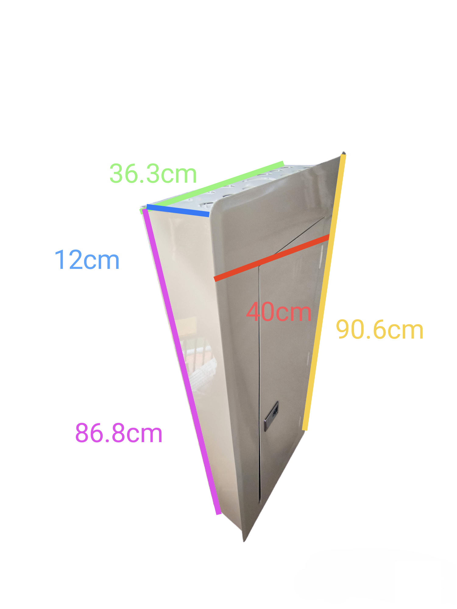 Koten gray wall mounted distribution panel Panel Board 200A 2P Main 16 Branches B-On with measurement labels