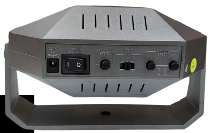 Back panel of Botex Lazer Light laser crab fiber optic light with power switch and control knobs