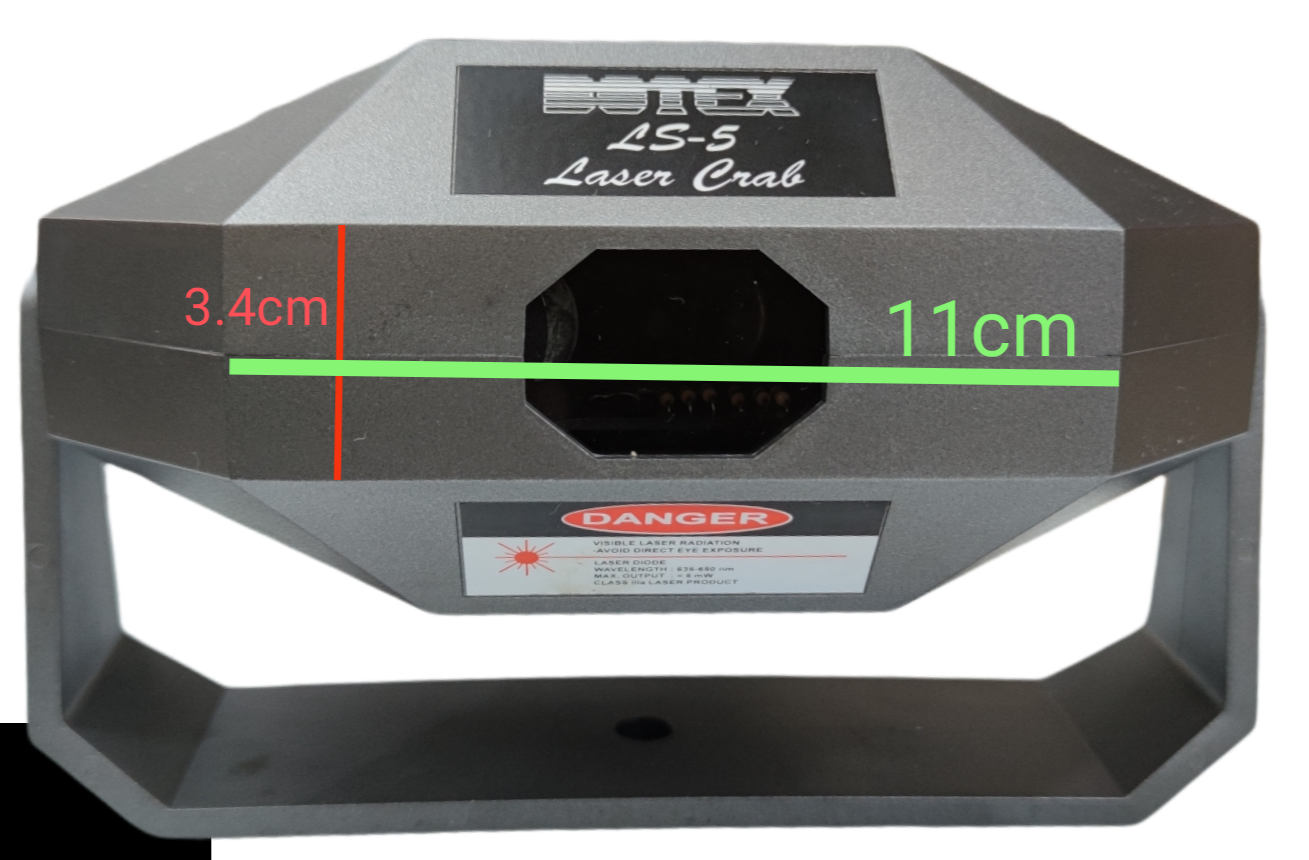 Botex Lazer Light laser crab fiber optic light device measuring 11cm by 3.4cm in gray casing