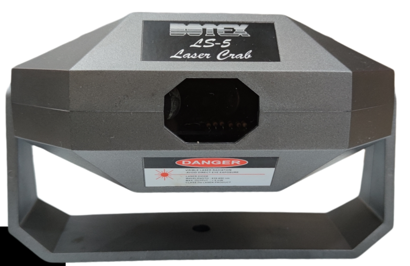 Botex Lazer Light laser crab fiber optic light device in black and gray casing with laser warning label