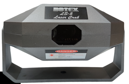 Botex Lazer Light laser crab fiber optic light device in black and gray casing with laser warning label