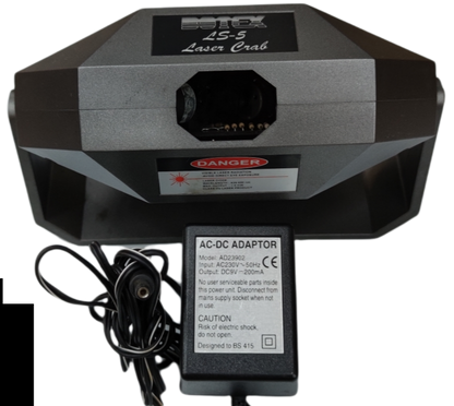 Botex Lazer Light laser crab fiber optic light with AC-DC adapter and warning labels