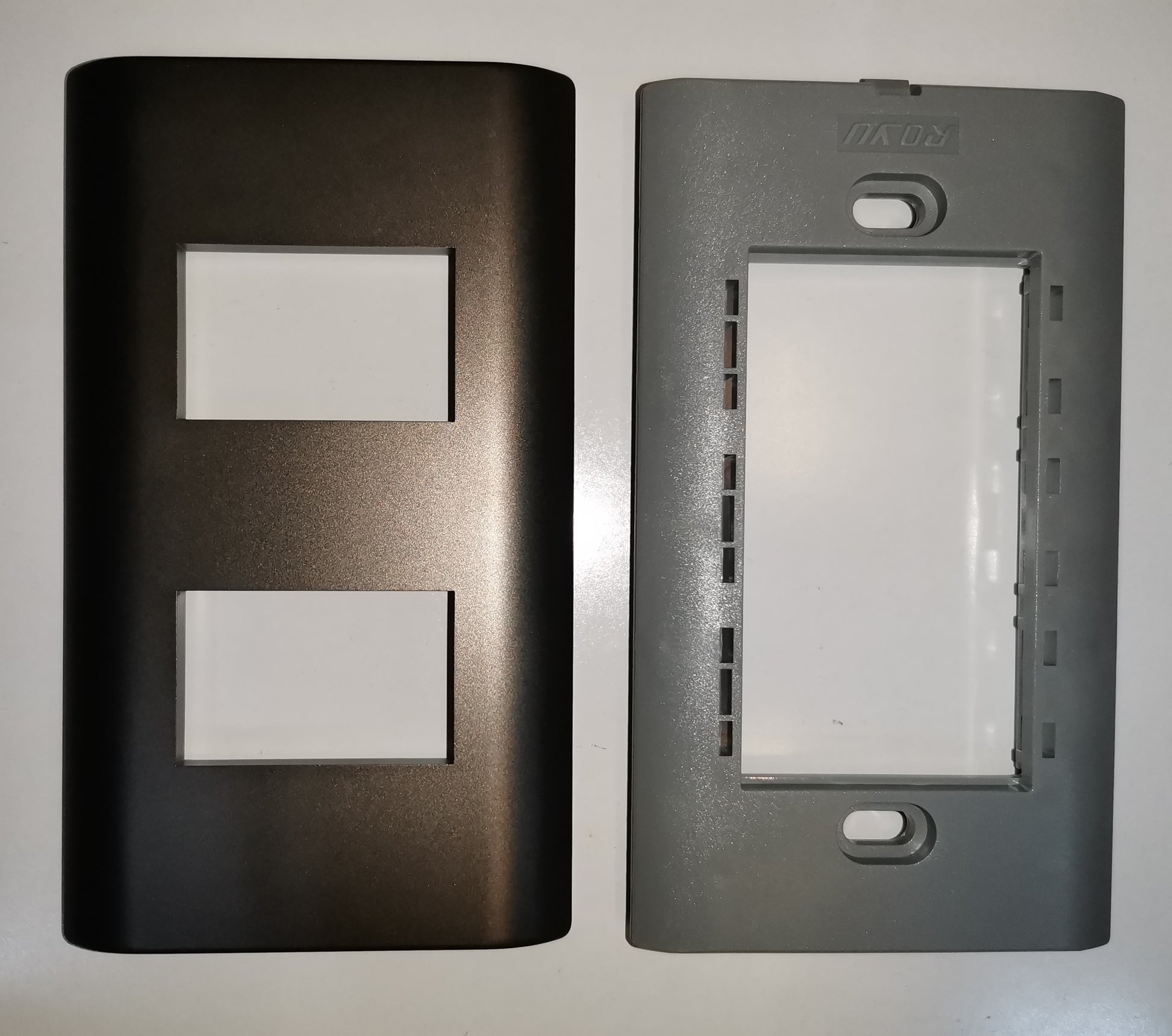 Royu 2 Gang Faceplate Dark Gray power points switch and plug cover with two rectangular openings